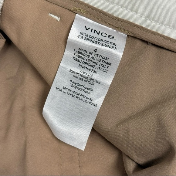 VINCE Mid-Rise Italian Stretch-Cotton Chino Pant Sz 4 White - Picture 14 of 15